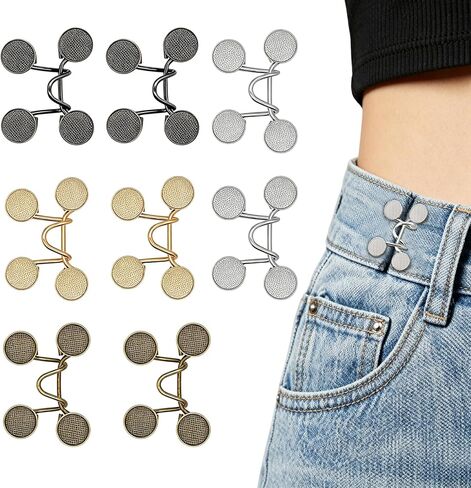 8 Set Waist Tightener for Pants Women, Jean Buttons for Loose Jeans, Waist Cincher Clip for Women Clothing Dresses Skirts No Sewing or Tools in Saudi Arabia