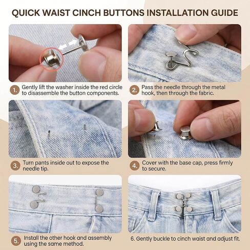 8 Set Waist Tightener for Pants Women, Jean Buttons for Loose Jeans, Waist Cincher Clip for Women Clothing Dresses Skirts No Sewing or Tools in Saudi Arabia