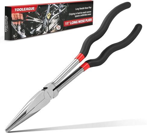 TOOLEAGUE 5Pcs Extra Long Needle Nose Pliers Set, 11" Long Reach Straight Pliers,45/90 Degree Bent Nose Pliers,Diagonal Pliers and O-shape Tip Craft Repairing Tool in Kuwait