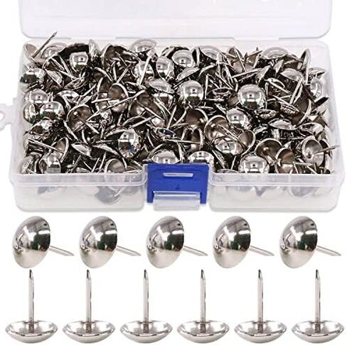 Keadic 300Pcs 9/16" (14mm) Antique Upholstery Tacks Furniture Nails Pins Assortment Kit for Upholstered Furniture Cork Board or DIY Projects - Silver in Saudi Arabia
