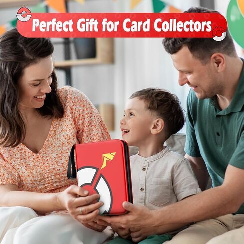 Card Binder 4 Pocket Gifts for Boys Girls, Waterproof 400 Pockets Card Holder Album with 50 Removable Sleeves for Trading Card - Binder Display Storage Carrying Case (Red) in Kuwait