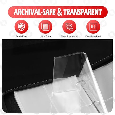 Card Binder 4 Pocket Gifts for Boys Girls, Waterproof 400 Pockets Card Holder Album with 50 Removable Sleeves for Trading Card - Binder Display Storage Carrying Case (Red) in Kuwait