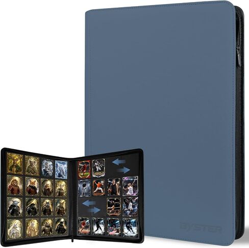 BYSTER 4 Pocket Card Binder, Premium PU Trading Card Binder with Zipper, 160 Capacity Side-Loading Binder for TCG, MTG, Sports Cards, Game Cards, White in Kuwait
