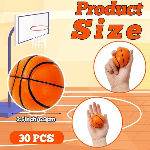 30 Pack 2.5 Inch Basketball Stress Ball,Mini Soft Foam Basketballs,Squeeze Sports Balls for Sport Theme Party Favor Kids Decoration Stress Relief in Saudi Arabia
