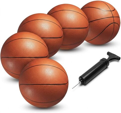Mini Basketball Set for Kids - 6 Inch (5 Pack) w/Hand Pump - Small Size Indoor Mini Hoop Balls for Toddlers - Over The Door Basketball Games, Indoor & Outdoor, Small Hoops, Pool Play & Party Favors in Kuwait