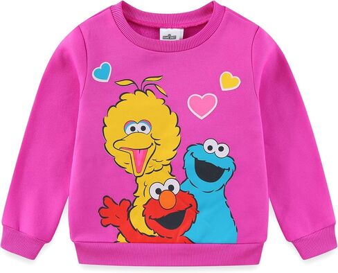 Sesame Street Girl's 2 Piece Jogger Set with Long Sleeve Shirt and Sports Pants, Pink/Grey in Kuwait