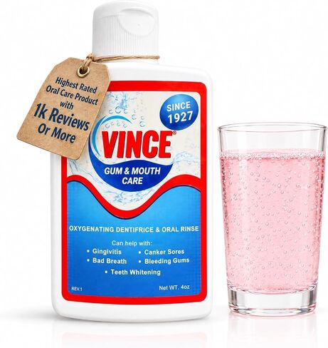 Vince Gum and Mouth Care - Oral Rinse and Dentifrice - 4 Ounce - Oxygenating Oral Rinse - Improve Gum Health - Cleanse and Refresh Your Gums - Pleasantly Flavored in Kuwait