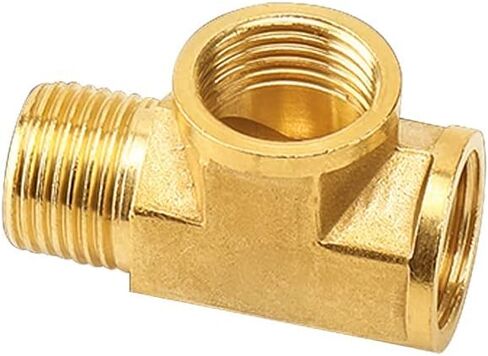 Joywayus Brass Pipe Fittings T-Shaped G1/2" Female to G1/2" Female to G1/2" Male Thread 3-Way Forged Tee Tube Fitting (Pack of 2) in Kuwait