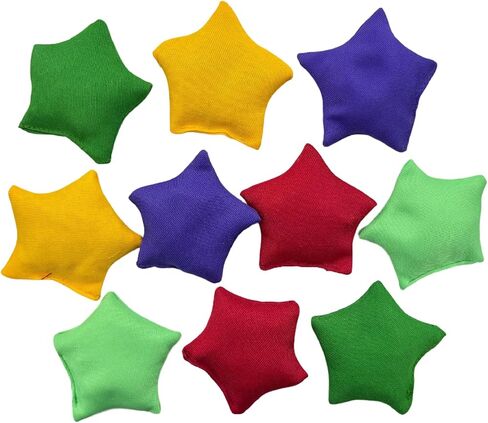 10 Pcs Small Bean Bags for Tossing, 3" x 3" Small Star Bean Bag for Toss Game Cornhole Game Daycare and Home Schooling Indoor Outdoor Backyard Activities, Assorted Random Colors in Saudi Arabia