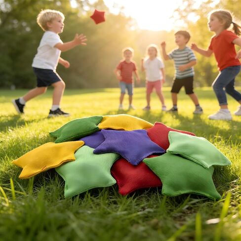 10 Pcs Small Bean Bags for Tossing, 3" x 3" Small Star Bean Bag for Toss Game Cornhole Game Daycare and Home Schooling Indoor Outdoor Backyard Activities, Assorted Random Colors in Saudi Arabia