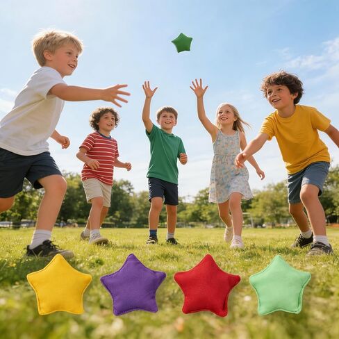 10 Pcs Small Bean Bags for Tossing, 3" x 3" Small Star Bean Bag for Toss Game Cornhole Game Daycare and Home Schooling Indoor Outdoor Backyard Activities, Assorted Random Colors in Saudi Arabia