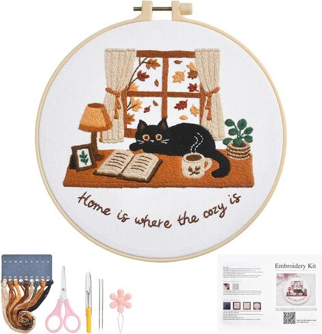 Zepiany Embroidery Kit for Beginners Cat All in One Cross Stitch Starter in Saudi Arabia