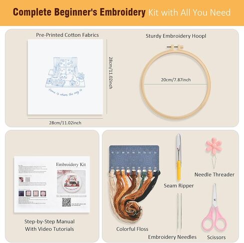 Zepiany Embroidery Kit for Beginners Cat All in One Cross Stitch Starter in Saudi Arabia