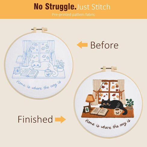 Zepiany Embroidery Kit for Beginners Cat All in One Cross Stitch Starter in Saudi Arabia