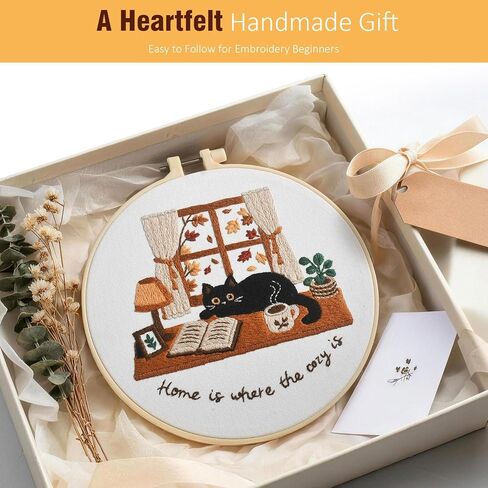 Zepiany Embroidery Kit for Beginners Cat All in One Cross Stitch Starter in Saudi Arabia
