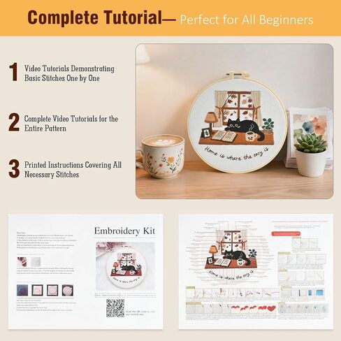 Zepiany Embroidery Kit for Beginners Cat All in One Cross Stitch Starter in Saudi Arabia