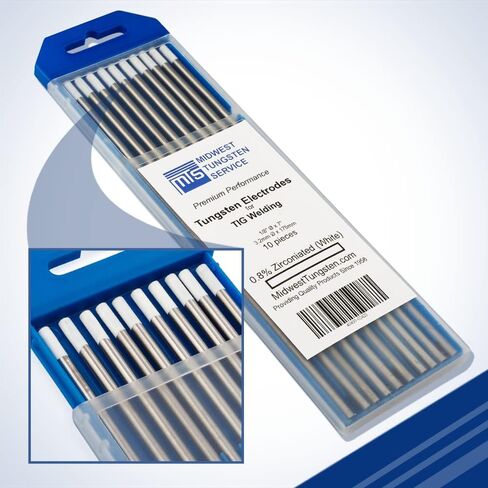 Midwest Tungsten Service TIG Welding Tungsten Electrodes 10-Pack (Green - Pure Tungsten (WP, EWP), 1/8") in Kuwait