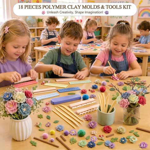 18 Pcs Clay Flower Petal Line Cutter, Polymer Clay Line Shaped Cutter, for 3D Flower Making, Jewelry, Charms, Fondant, DIY Craft Supplies, Suitable for Everyone to Create 3D Floral Decorations in Saudi Arabia