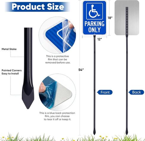 MUXYH Handicap Parking Sign 2 Pack, Reserved Parking Sign, with Picture of Wheelchair Sign, 12" x 18" Engineer Grade Reflective Aluminum, Waterproof, Easy to Mount in Kuwait