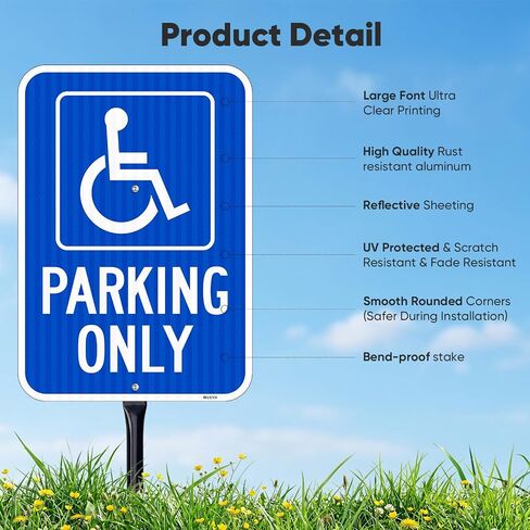 MUXYH Handicap Parking Sign 2 Pack, Reserved Parking Sign, with Picture of Wheelchair Sign, 12" x 18" Engineer Grade Reflective Aluminum, Waterproof, Easy to Mount in Kuwait