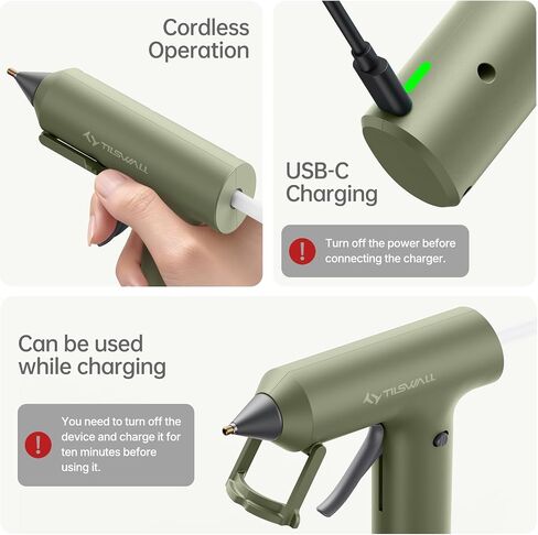 Tilswall Cordless Hot Glue Gun W106s with Rechargeable 2Ah Green in Saudi Arabia