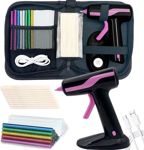 Cordless Hot Glue Gun Kit 30 Glue Sticks, 10 Wood Craft Stick, Carry Case in Kuwait