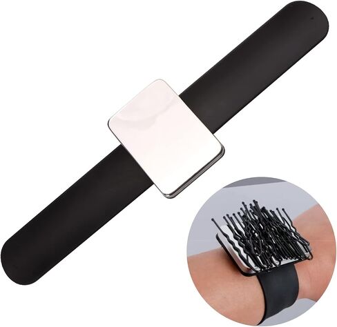 Magnetic Bobby Pin Holder - Hold Metal Bobby Pins and Clips in Easy Reach - Beauty Tools - Magnetic Pin Holder for Sewing, Cushion for Sewing Wristband Hair Stylist Wrist Cushion(Black) in Saudi Arabia