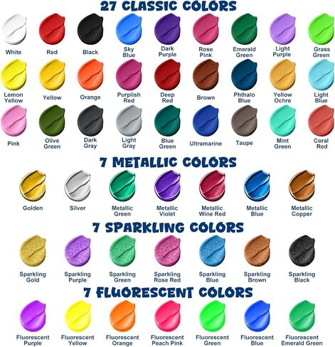 Roizefar Fabric Paint Set, 48 Colors with Brushes & Palette, 0.34 oz Each in Saudi Arabia