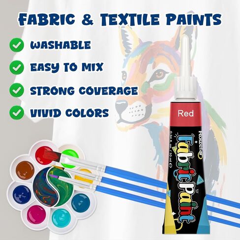Roizefar Fabric Paint Set, 48 Colors with Brushes & Palette, 0.34 oz Each in Saudi Arabia