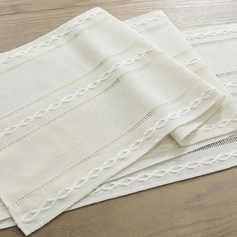 Rustic Linen Table Runner, Boho Farmhouse Hollow Table Runners 90 Inches Long for Kitchen Dining Room Party Bedroom Dresser Decor, Brown, 13x90 Inches in Kuwait