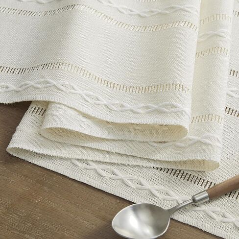 Rustic Linen Table Runner, Boho Farmhouse Hollow Table Runners 90 Inches Long for Kitchen Dining Room Party Bedroom Dresser Decor, Brown, 13x90 Inches in Kuwait