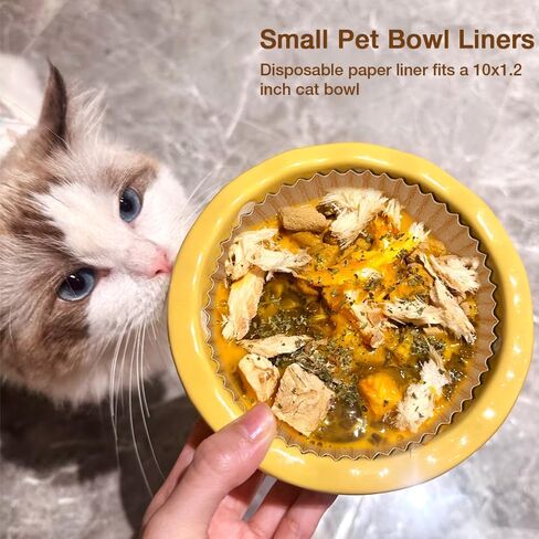 200 Pcs Bulk Disposable Cat Bowls Liner, Cat Food Bowls Liners, Small Paper Liners for Small Dogs Cats Dish Bowl (Light Brown) in Kuwait