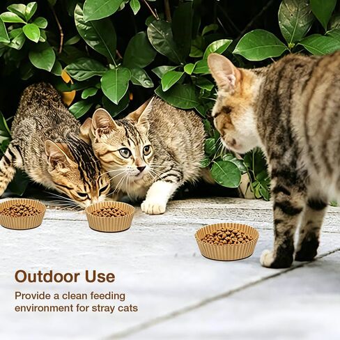 200 Pcs Bulk Disposable Cat Bowls Liner, Cat Food Bowls Liners, Small Paper Liners for Small Dogs Cats Dish Bowl (Light Brown) in Kuwait