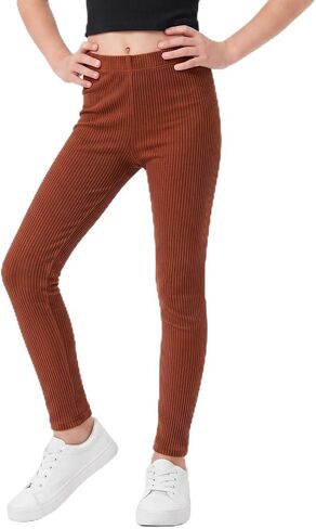 Noomelfish Girls Basic Ribbed Leggings Kids Cotton Kint Footless Full Length Tights Pants (2-14 Years) in Kuwait