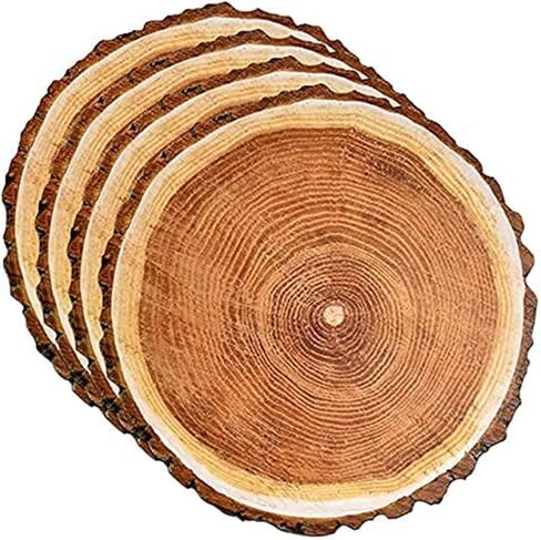 Disposable Wooden Slice Paper Place Mats 50 Pack 13.5" Round Rustic Brown Wood Slices Charger Place Mat for Vintage Country Farmhouse Tan Table Setting Summer Spring Fall Wedding Dinner Party Decor in Kuwait