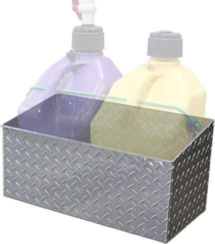 Wall Mounted Gallon Jug Holder Hardware Included | Heavy Duty Steel Frame & Bracket USA Made | Round Bottle Hand Sanitizer, Soap, Detergent & Garage Storage Rack | Powder Coated White 2pk in Kuwait