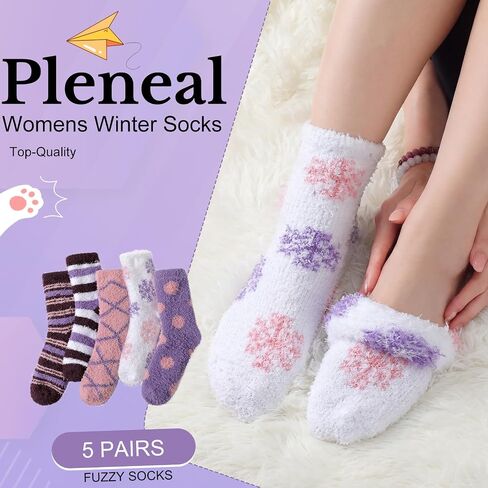 Pleneal Fuzzy Socks for Women - Fluffy Socks Women, Cozy Socks for Women Slipper Bed Socks in Saudi Arabia