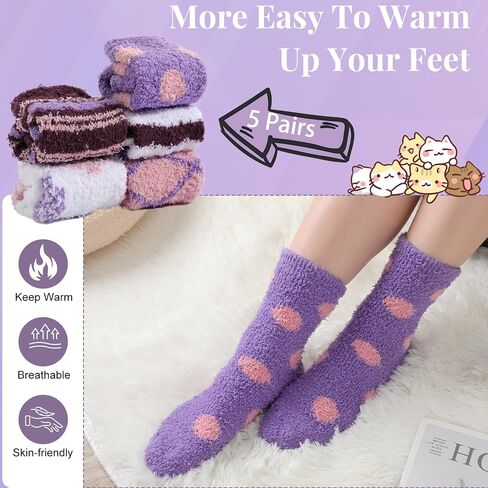 Pleneal Fuzzy Socks for Women - Fluffy Socks Women, Cozy Socks for Women Slipper Bed Socks in Saudi Arabia