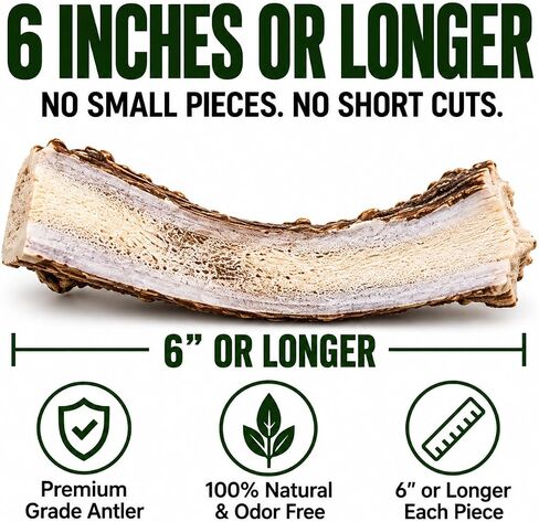 Big Dog Antler Chews Premium Antlers for Dogs -4 piece Bulk Pack Splits - All Natural Organic Antler Dog Chews - Sourced in the USA in Saudi Arabia