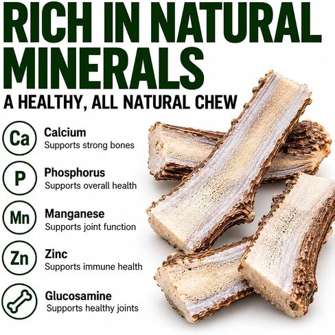 Big Dog Antler Chews Premium Antlers for Dogs -4 piece Bulk Pack Splits - All Natural Organic Antler Dog Chews - Sourced in the USA in Saudi Arabia