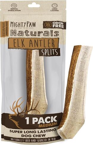 Mighty Paw Naturals Split Elk Antler for Dogs | USA Sourced, Long Lasting Chew for Aggressive Chewers – Low Odor, Natural Alternative to Dog Toys in Kuwait