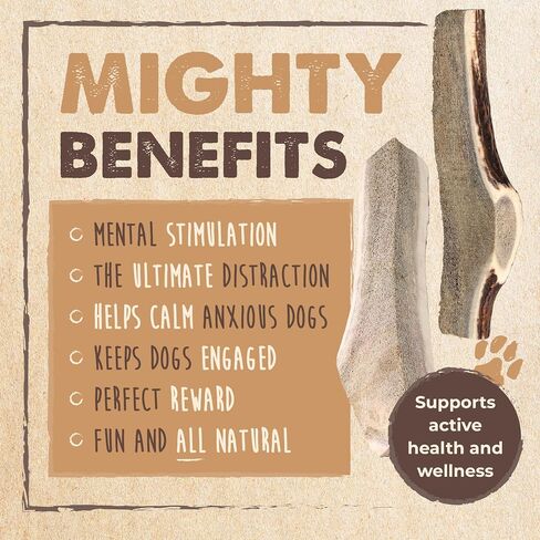 Mighty Paw Naturals Split Elk Antler for Dogs | USA Sourced, Long Lasting Chew for Aggressive Chewers – Low Odor, Natural Alternative to Dog Toys in Kuwait