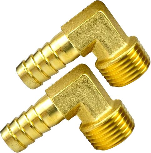2pcs Brass Hose Barbed Elbow Fitting 90 Degree Elbow 1/2" Hose Barb to 1/2" NPT Male Pipe by CX WONDERLAND in Kuwait