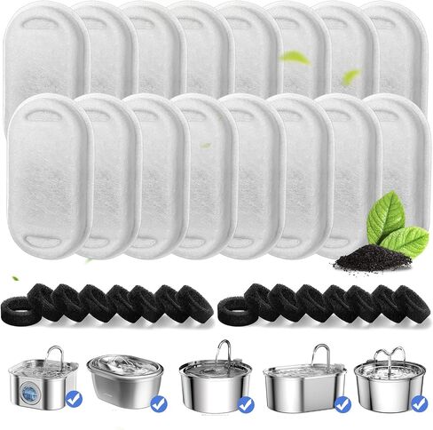 16 Pack Replacement Filters for Cat/Dog Water Fountain - Stainless Steel, 67oz/2L Adjustable Water Flow, Super Quiet in Saudi Arabia