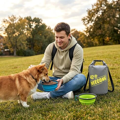 Dog Food Travel Bag With Collapsible Travel Bowls, 42 Cup Dog Food Storage System for Camping, Everyday-10L Food Dry Bag in Saudi Arabia