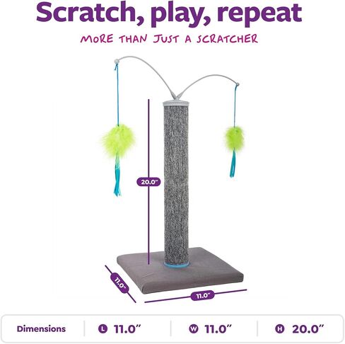 SmartyKat Scratch 'N Spin Carpet Cat Scratching Post with Spinning Wand Toys - Gray, One Size in Kuwait
