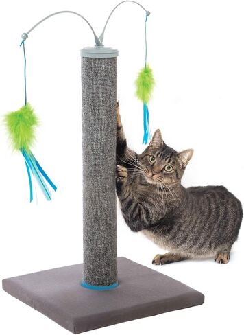 SmartyKat Scratch 'N Spin Carpet Cat Scratching Post with Spinning Wand Toys - Gray, One Size in Kuwait