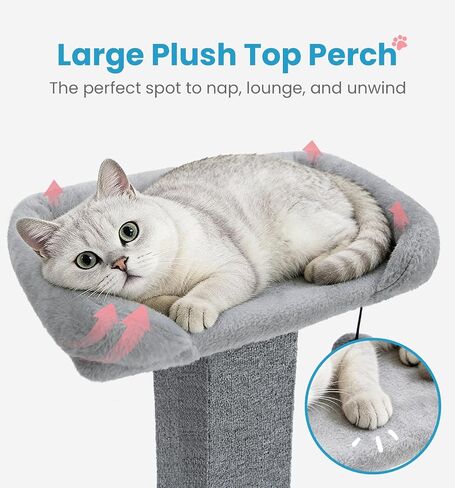 Made4Pets 32" Carpet Cat Scratching Post with Bed for Indoor Cats, Grey in Kuwait