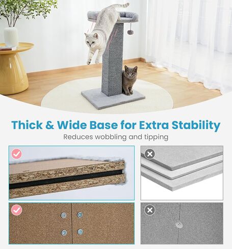 Made4Pets 32" Carpet Cat Scratching Post with Bed for Indoor Cats, Grey in Kuwait
