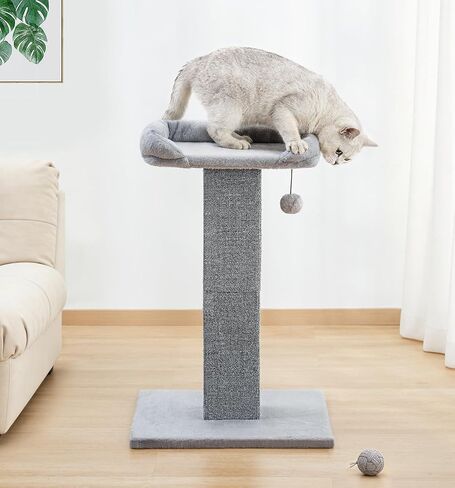 Made4Pets 32" Carpet Cat Scratching Post with Bed for Indoor Cats, Grey in Kuwait